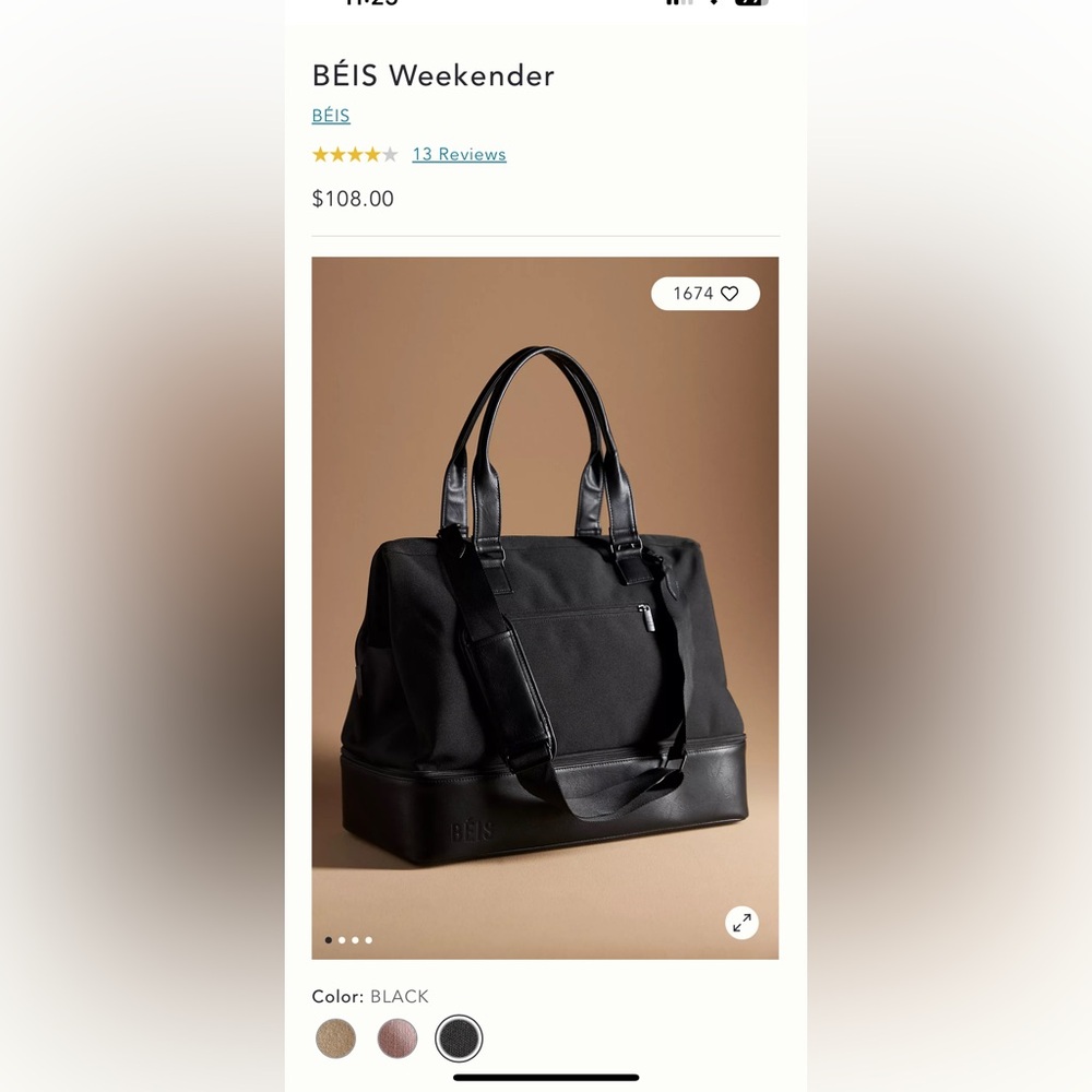 NWT Beis weekend bag